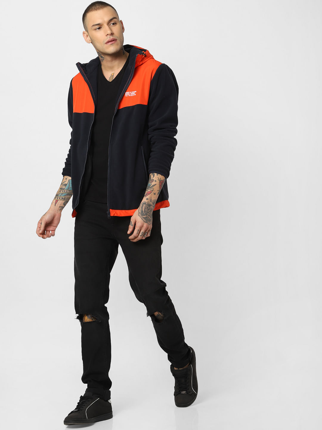 Orange Hooded Fleece Jacket - S