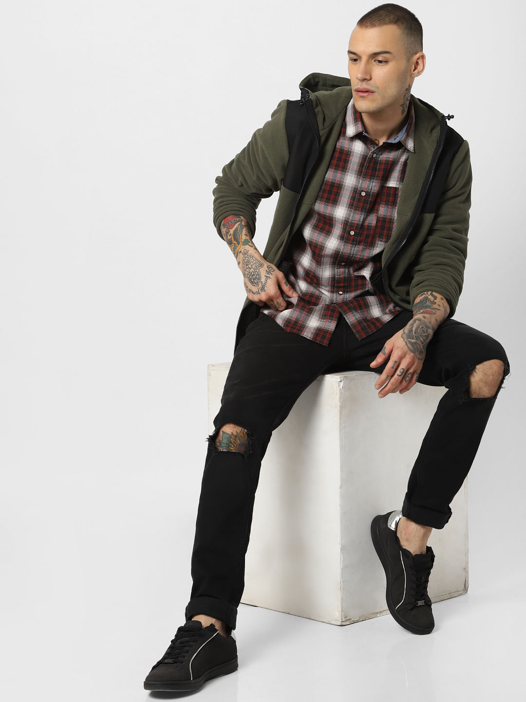 Green Hooded Fleece Jacket - S
