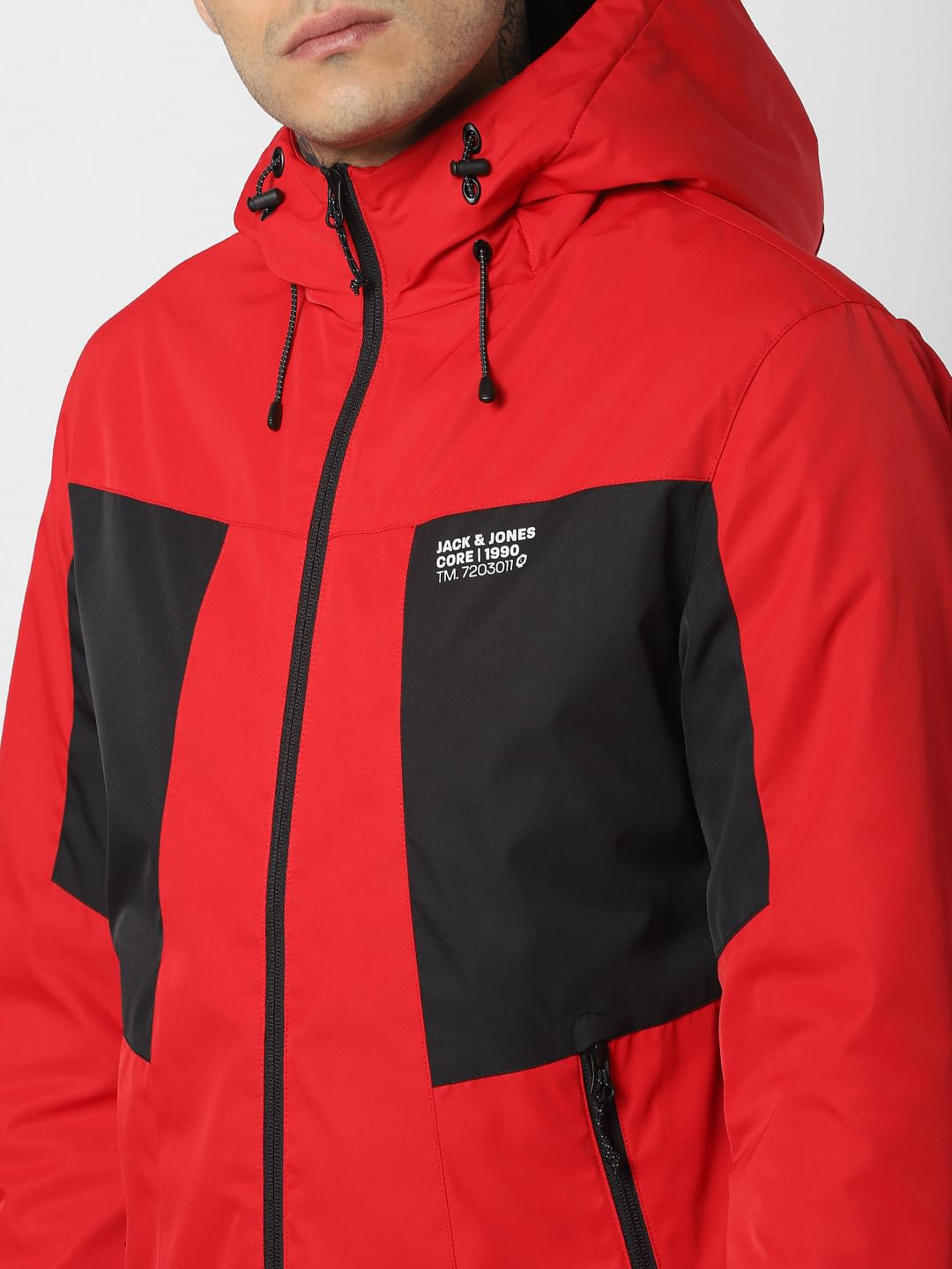Red Zip Up Hooded Jacket