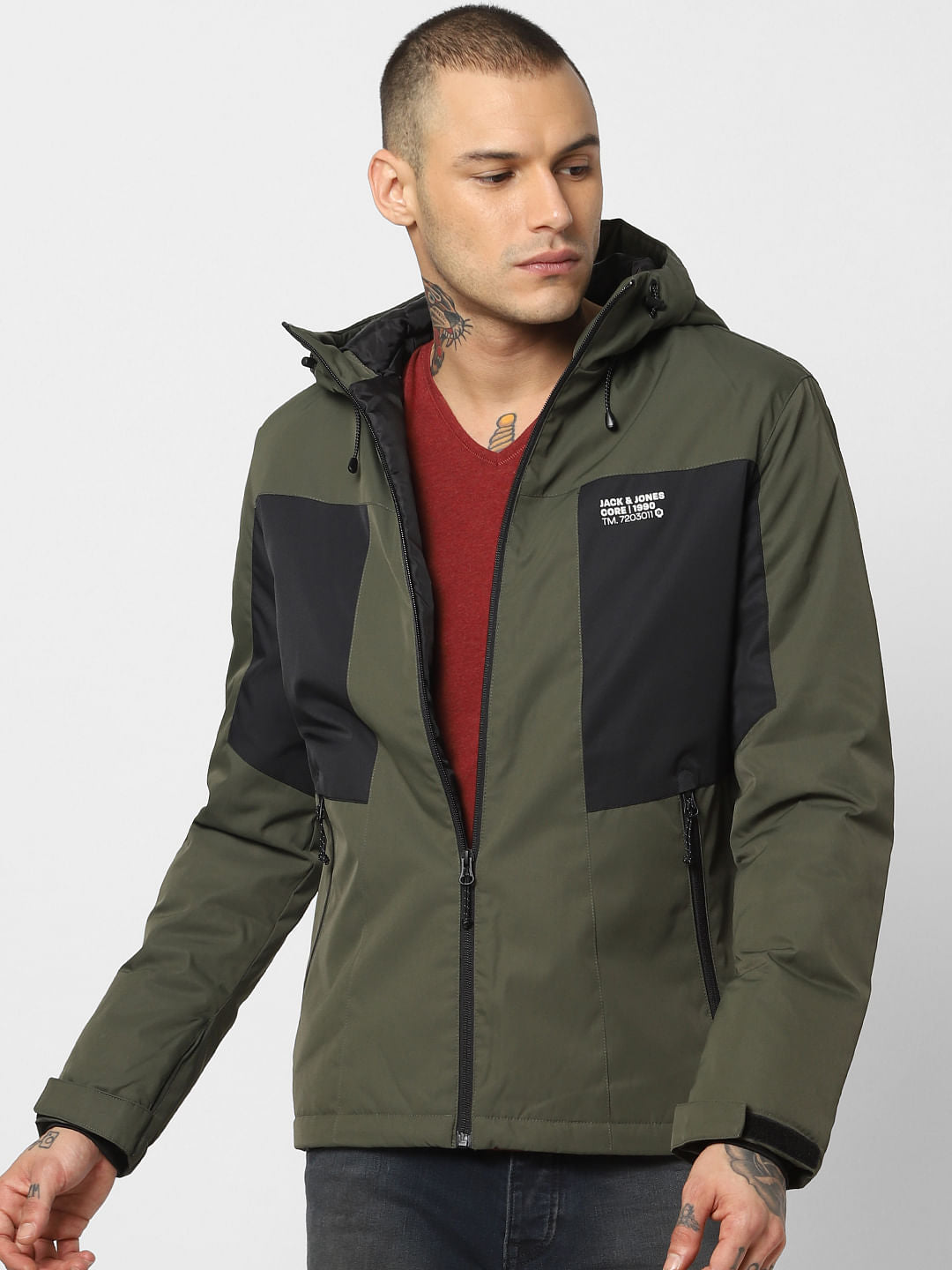 Green Zip Up Hooded Jacket