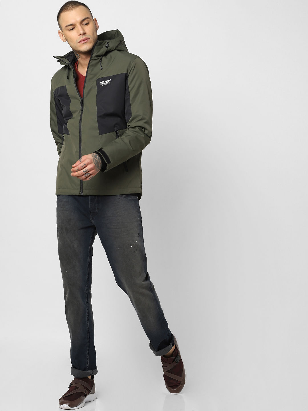 Green Zip Up Hooded Jacket