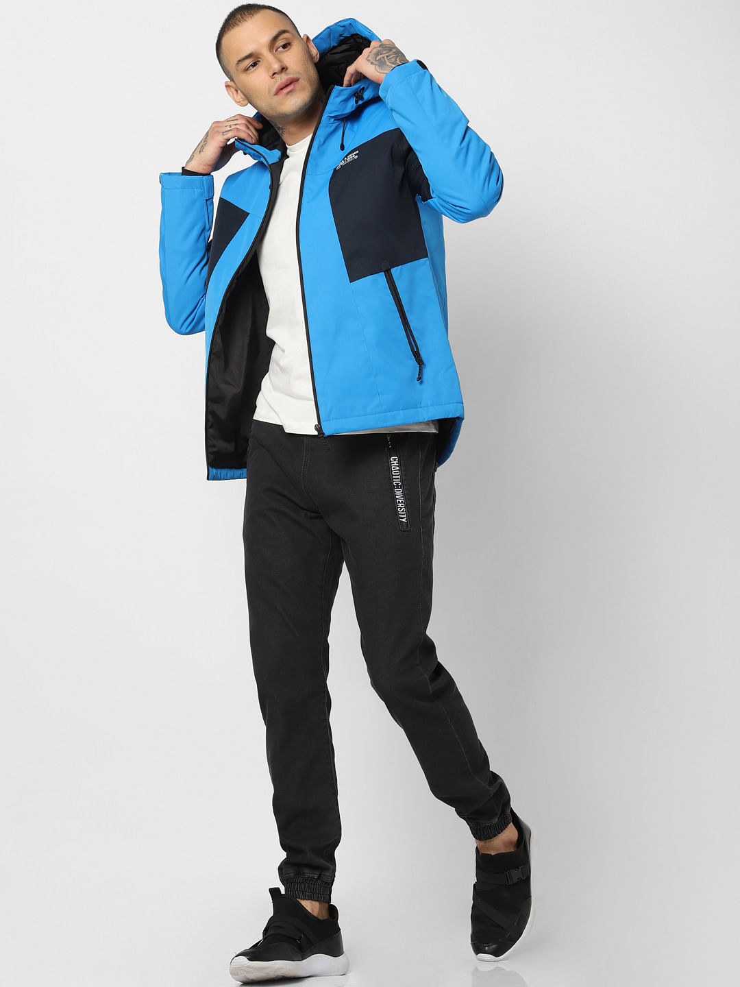 Blue Zip Up Hooded Jacket - S