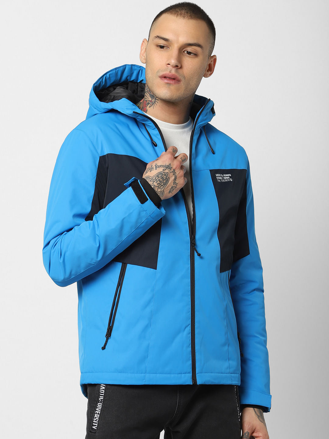 Blue Zip Up Hooded Jacket