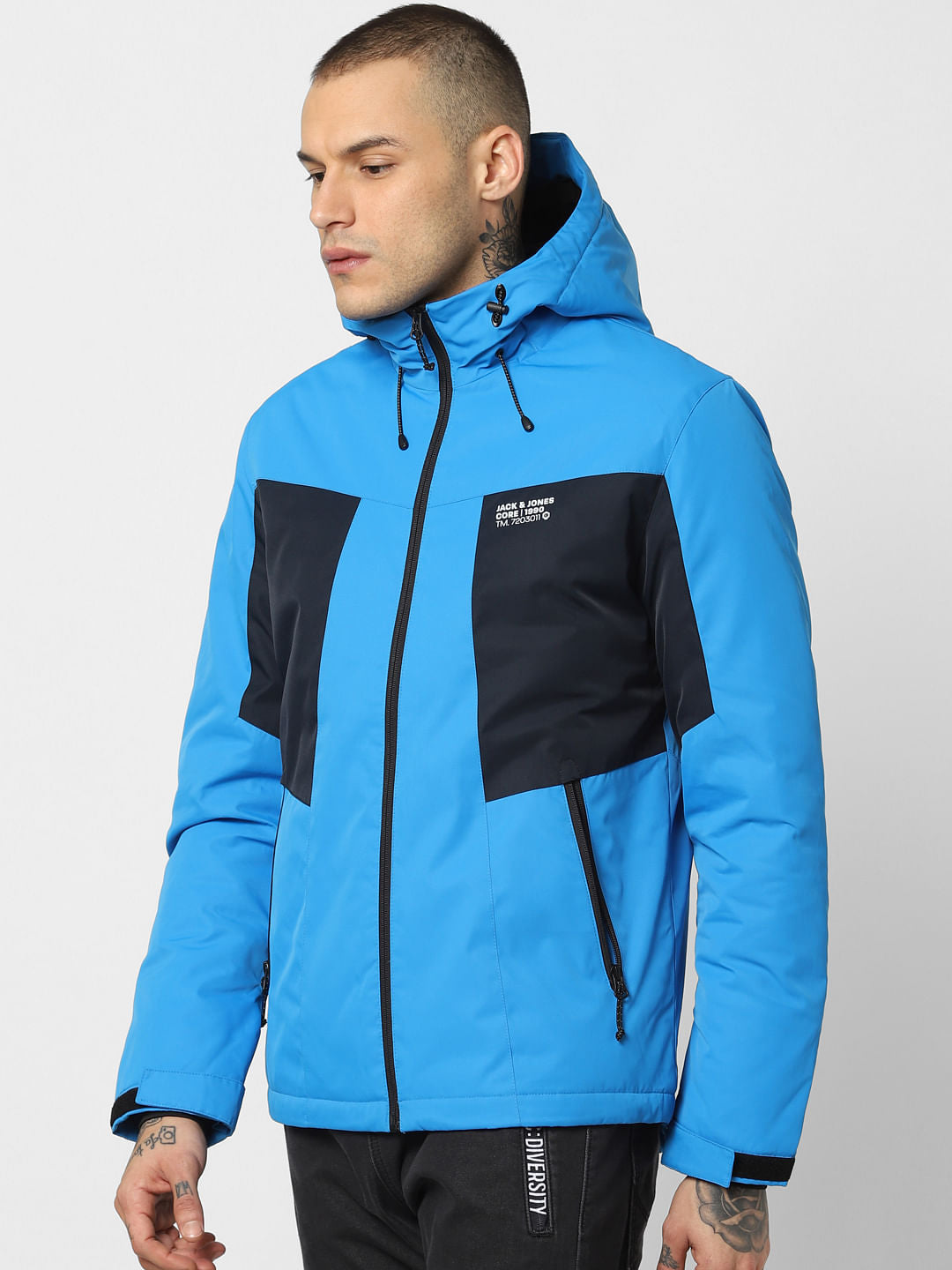 Blue Zip Up Hooded Jacket