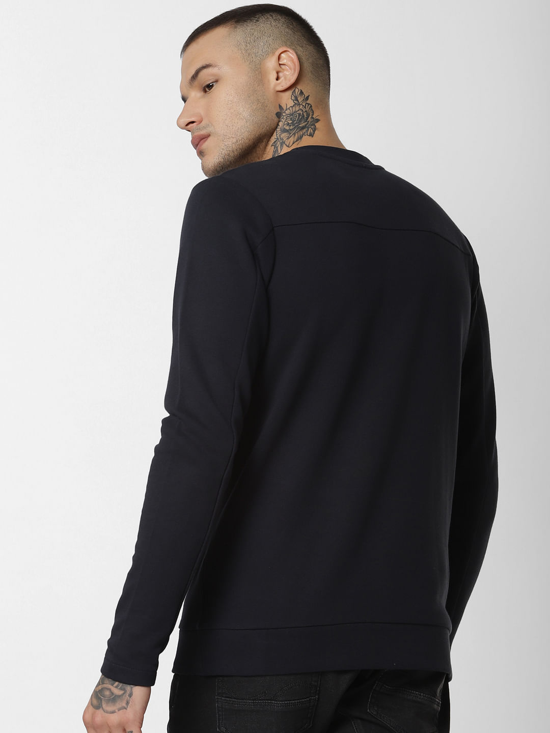 Dark Navy Text Print Sweatshirt
