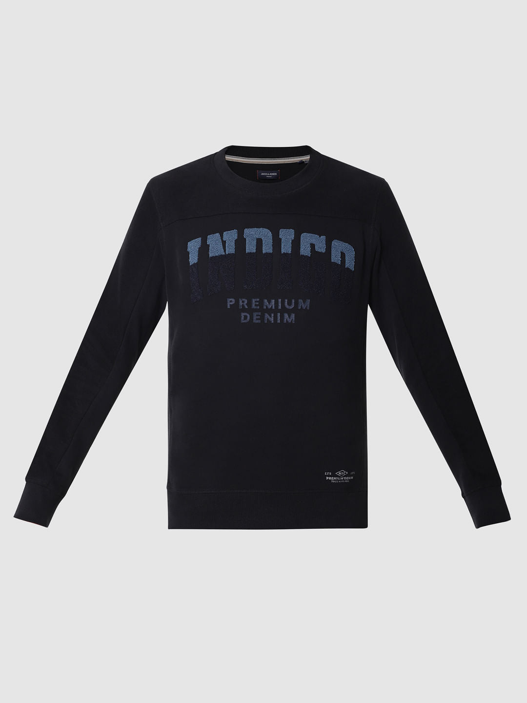 Black Embroidered Text Print Sweatshirt