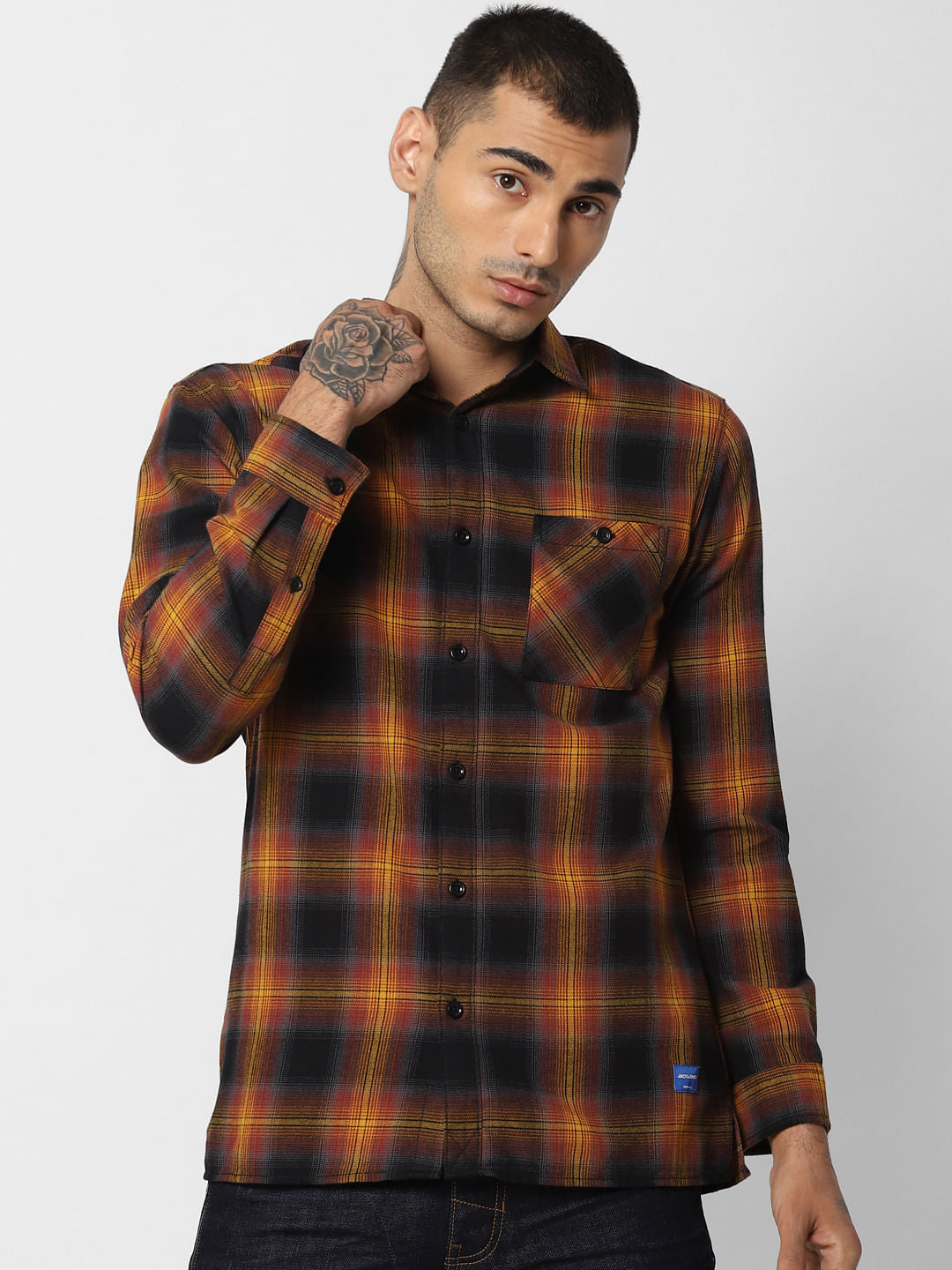 Yellow Check Full Sleeves Shirt