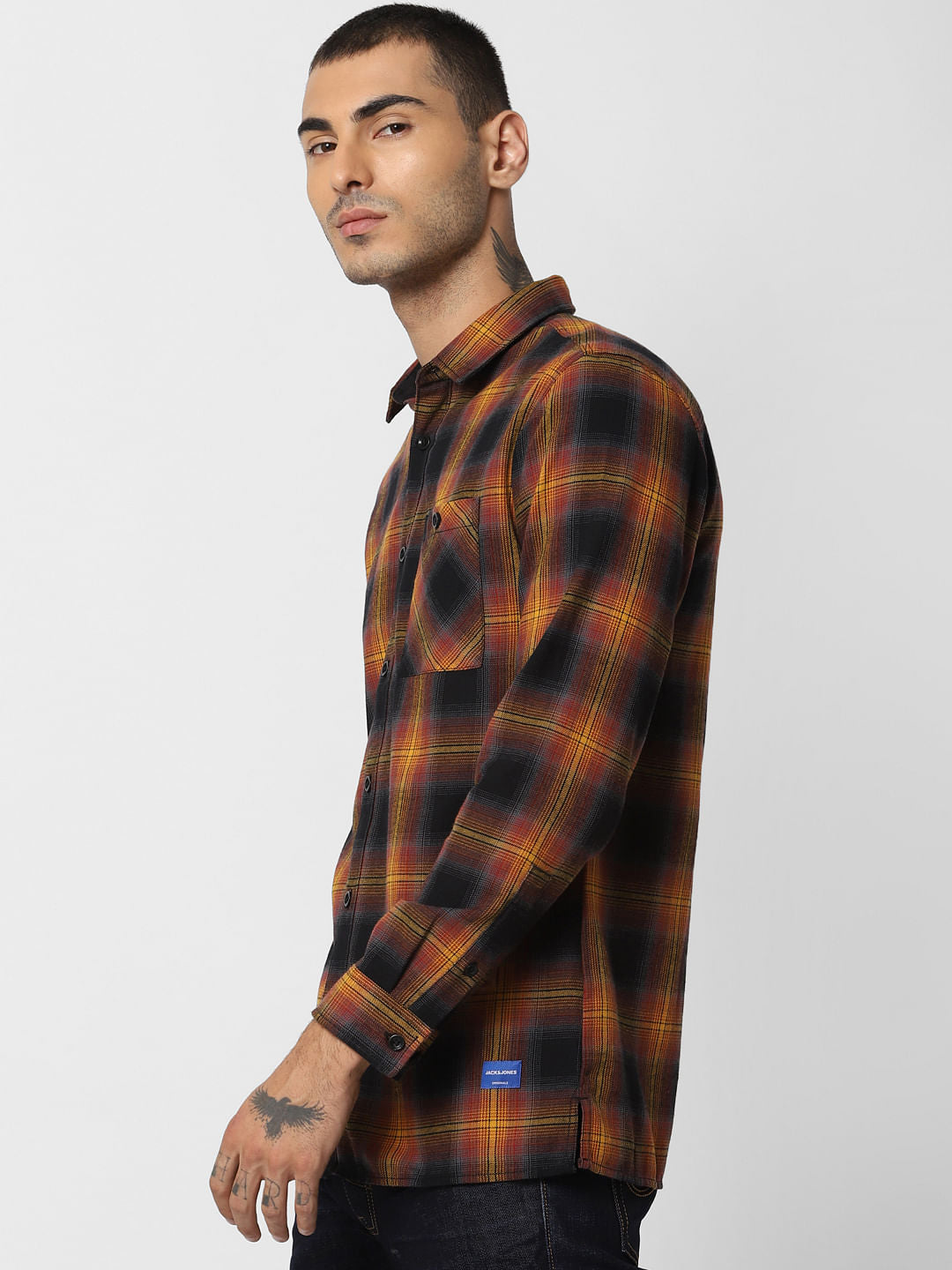 Yellow Check Full Sleeves Shirt
