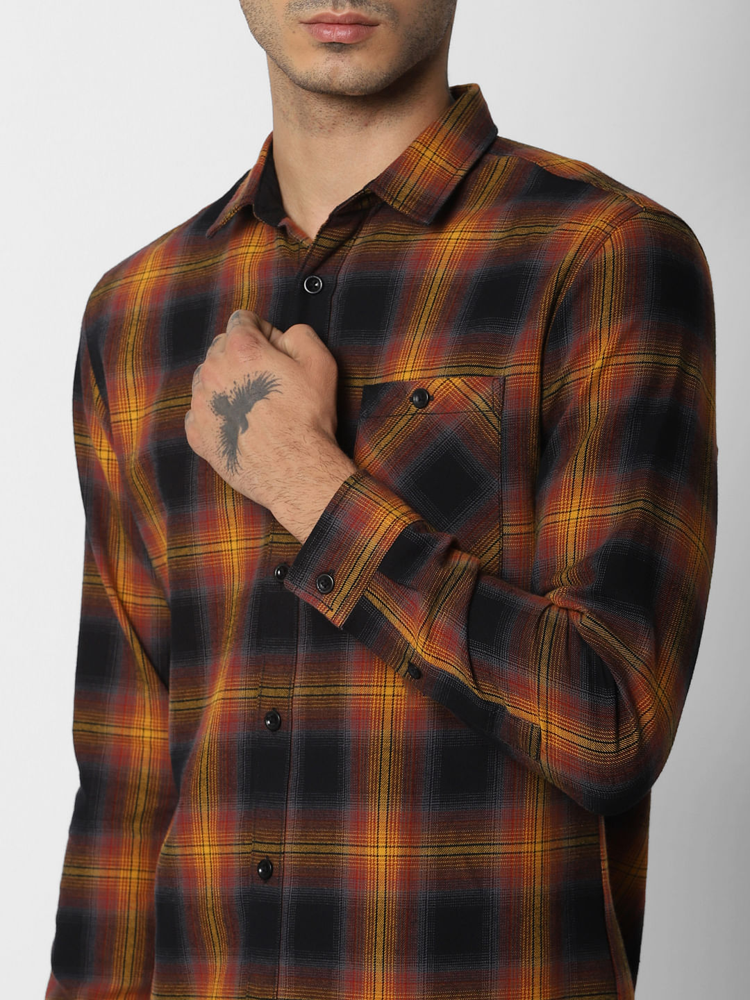 Yellow Check Full Sleeves Shirt