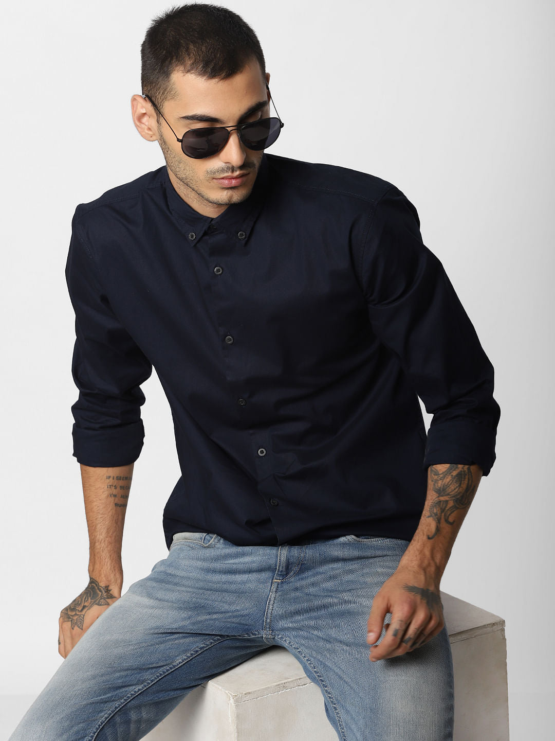 Navy Blue Full Sleeves Shirt