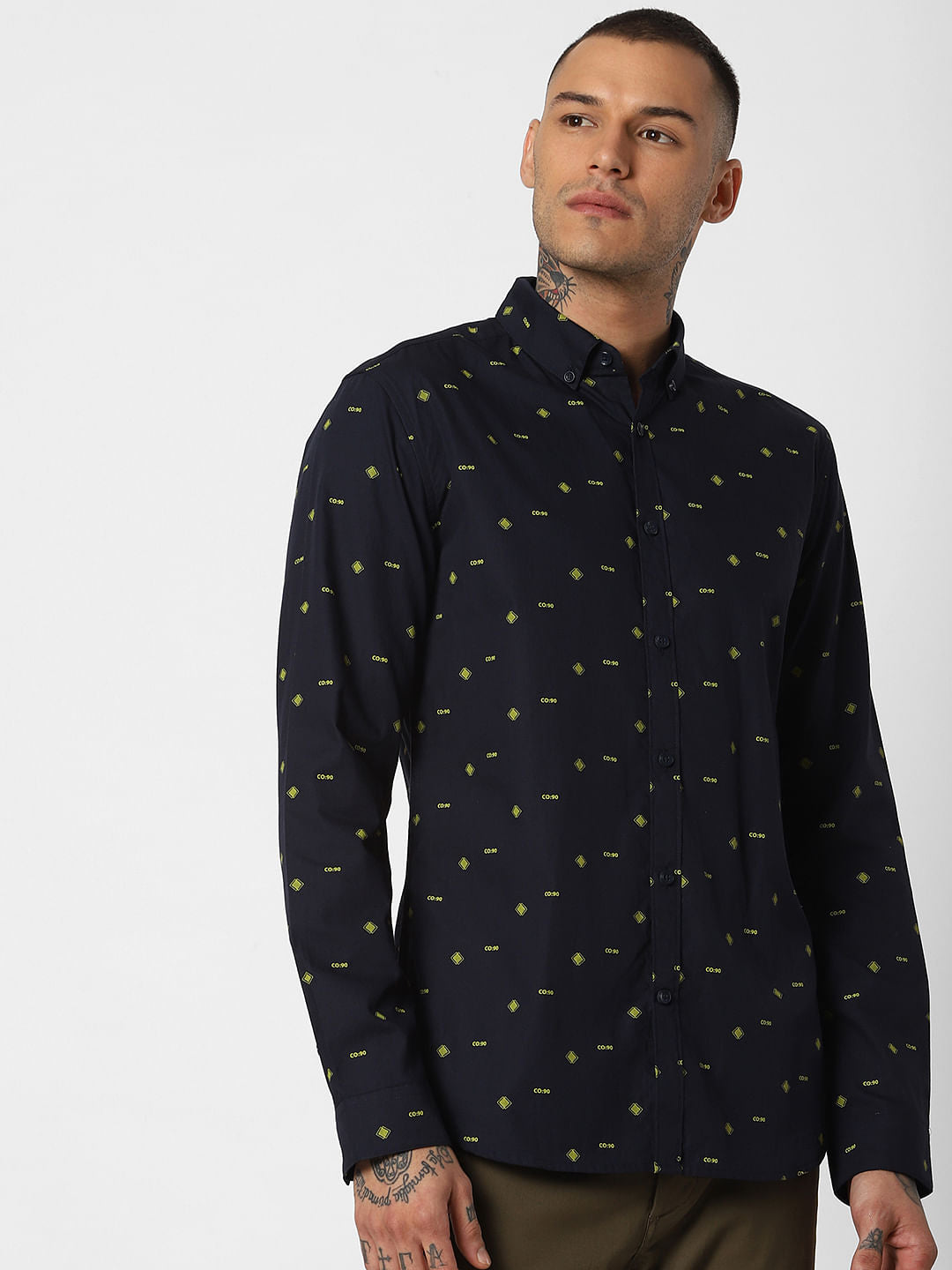Blue All Over Print Full Sleeves Shirt