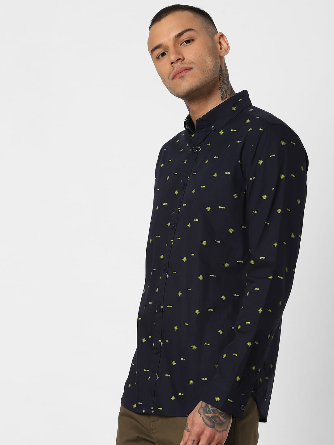 Blue All Over Print Full Sleeves Shirt