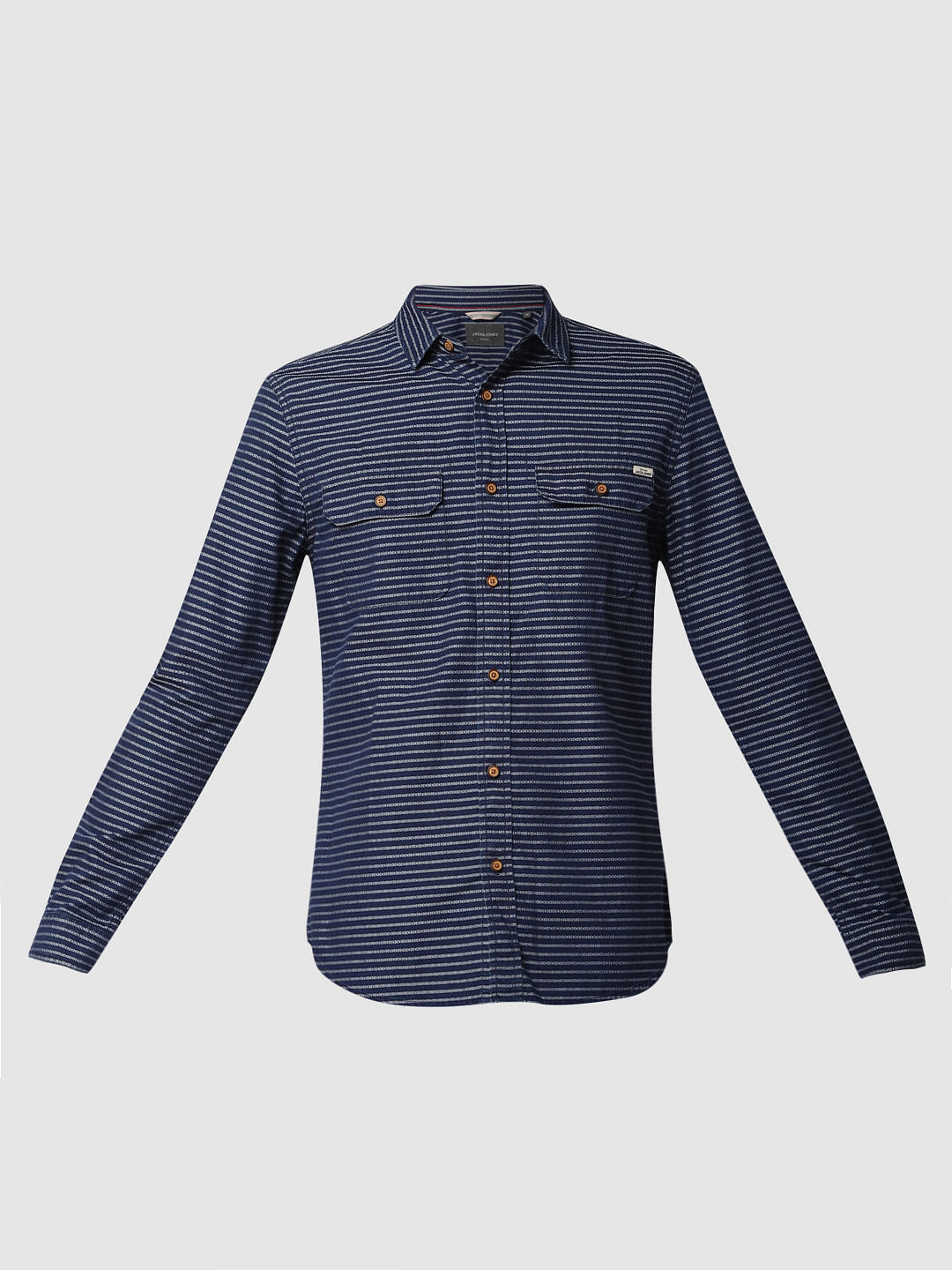 Blue Striped Full Sleeves Shirt