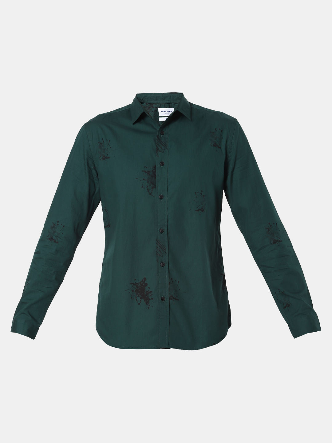 Green Splash Print Full Sleeves Shirt