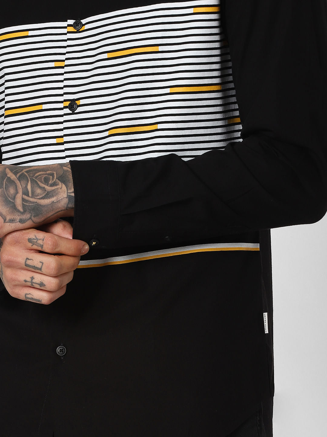 Black Striped Full Sleeves Shirt