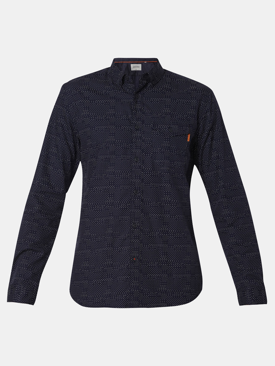Navy Blue Printed Full Sleeves Shirt