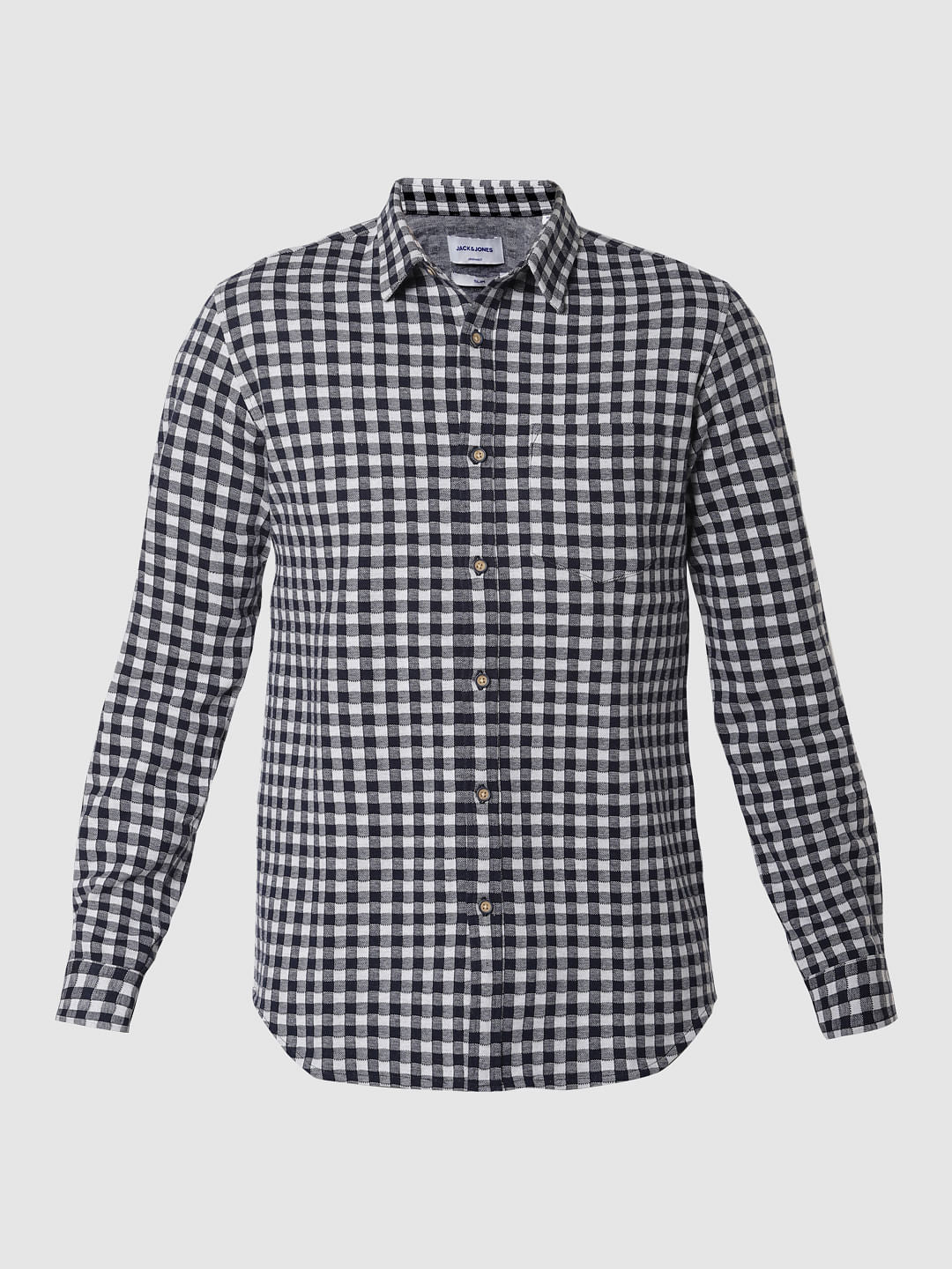 Navy Blue Check Full Sleeves Shirt