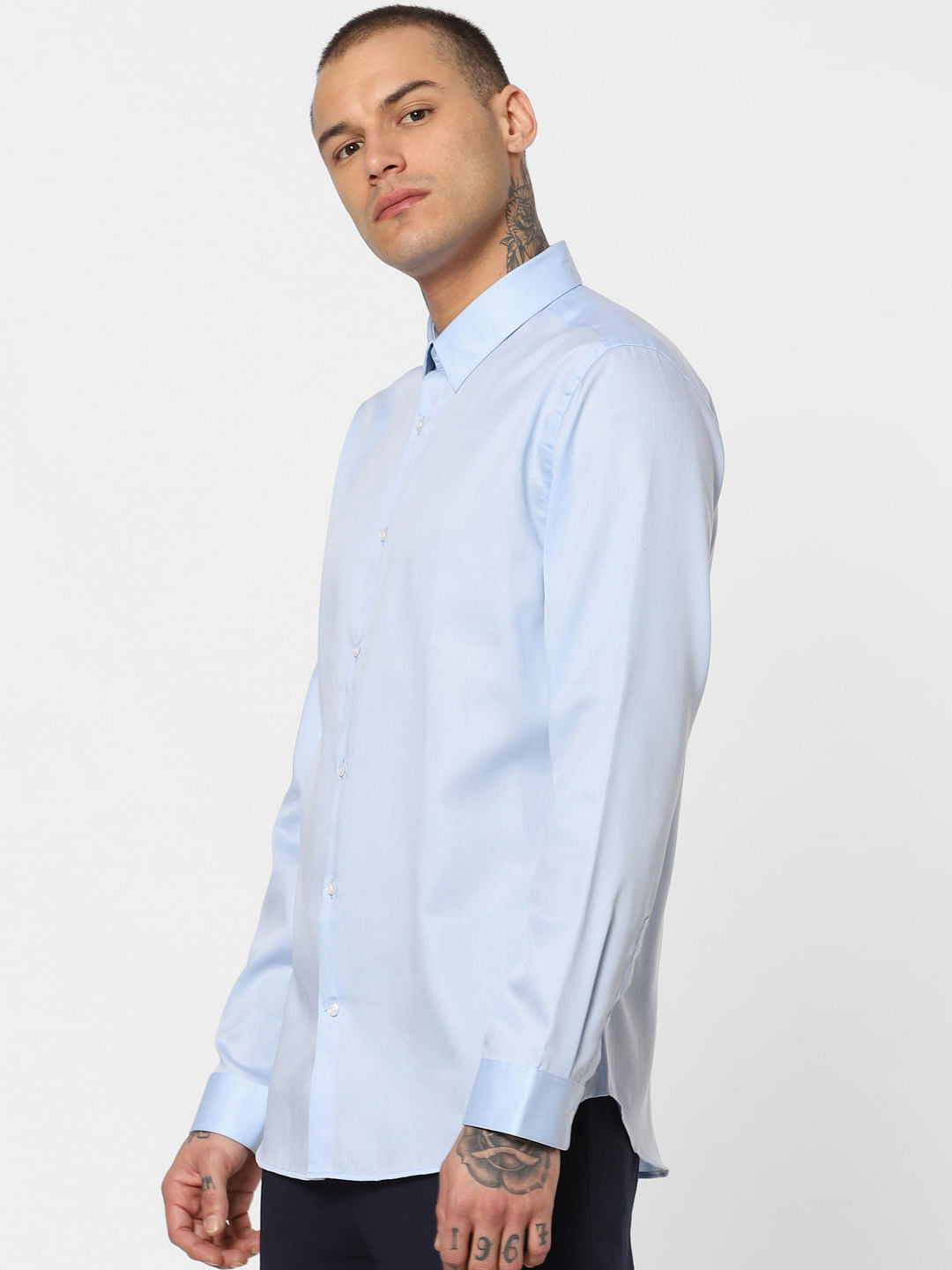 Blue Slim Fit Full Sleeves Shirt