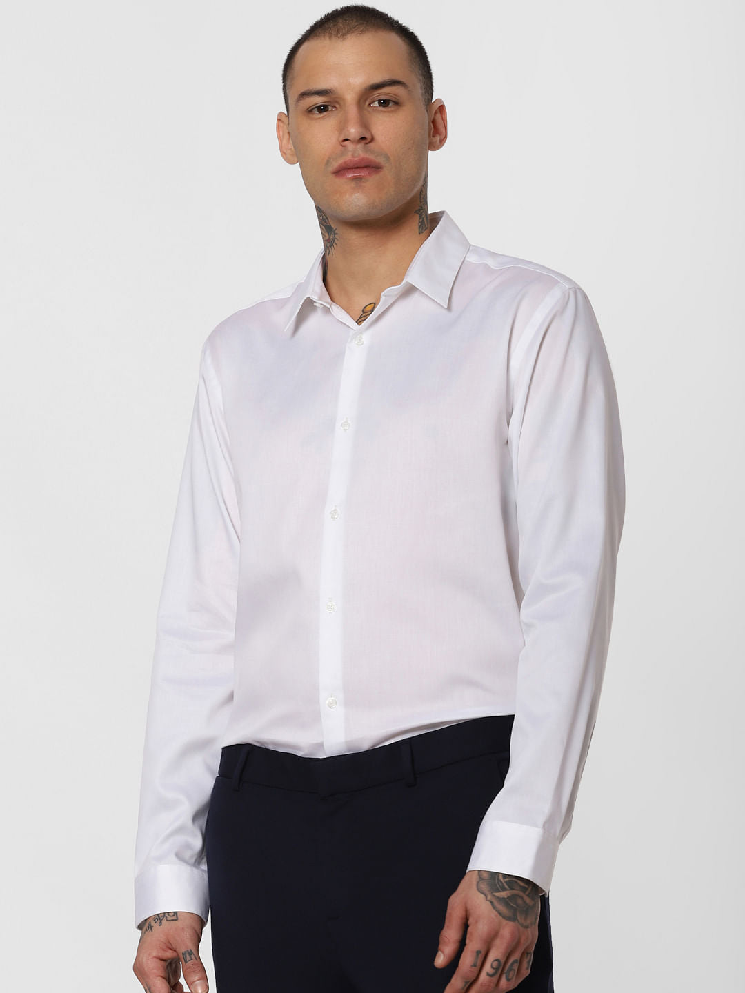 White Slim Fit Full Sleeves Shirt