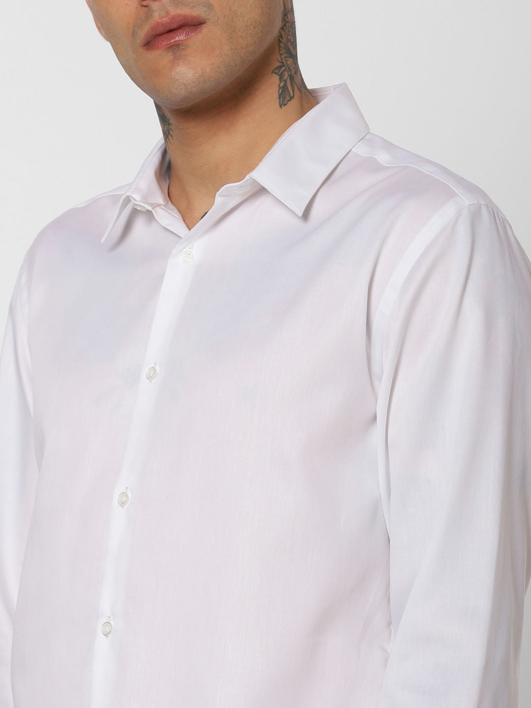White Slim Fit Full Sleeves Shirt