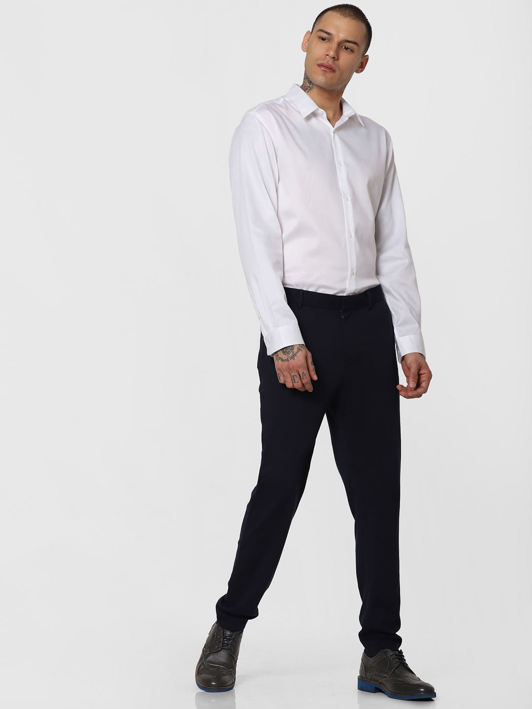 White Slim Fit Full Sleeves Shirt