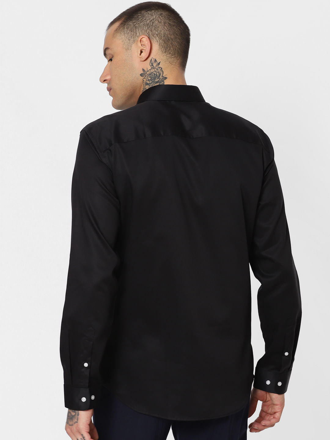 Black Slim Fit Full Sleeves Shirt