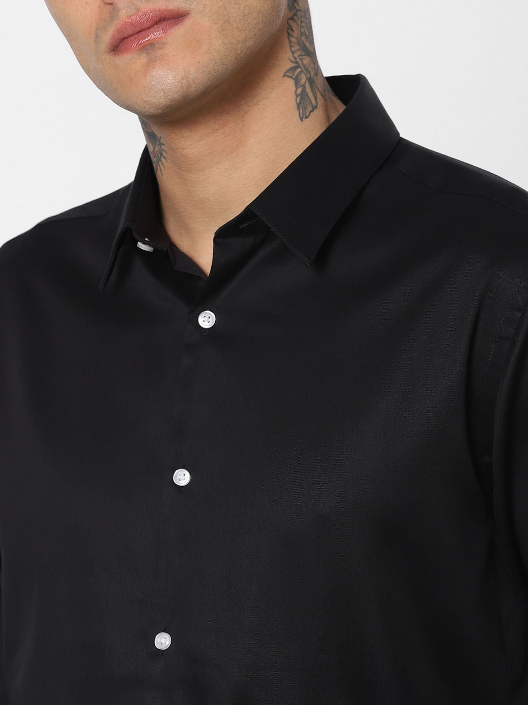 Black Slim Fit Full Sleeves Shirt