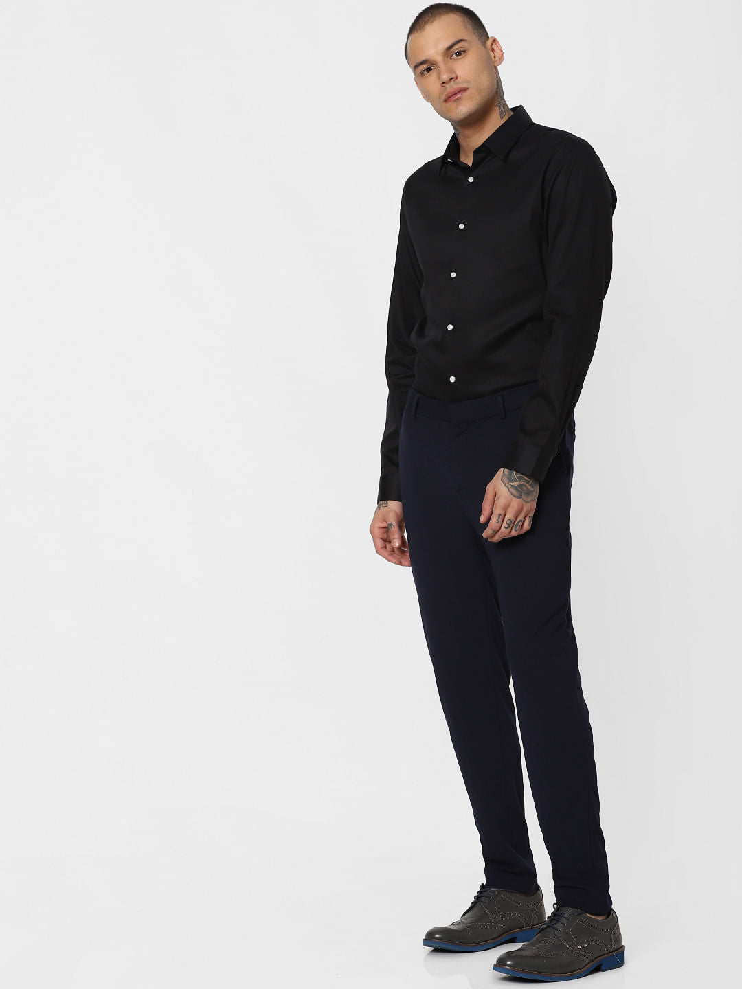 Black Slim Fit Full Sleeves Shirt