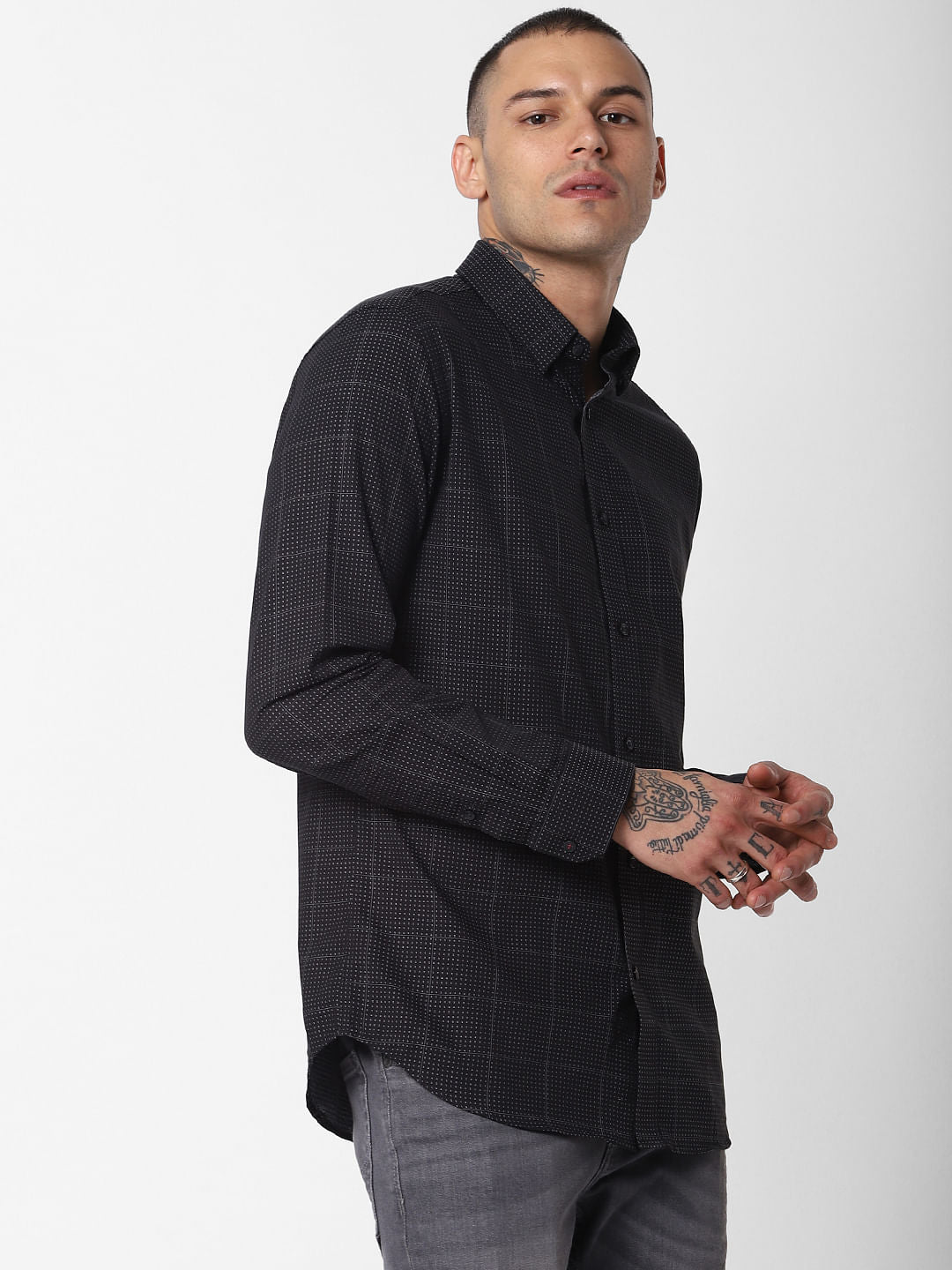 Black Check Full Sleeves Shirt
