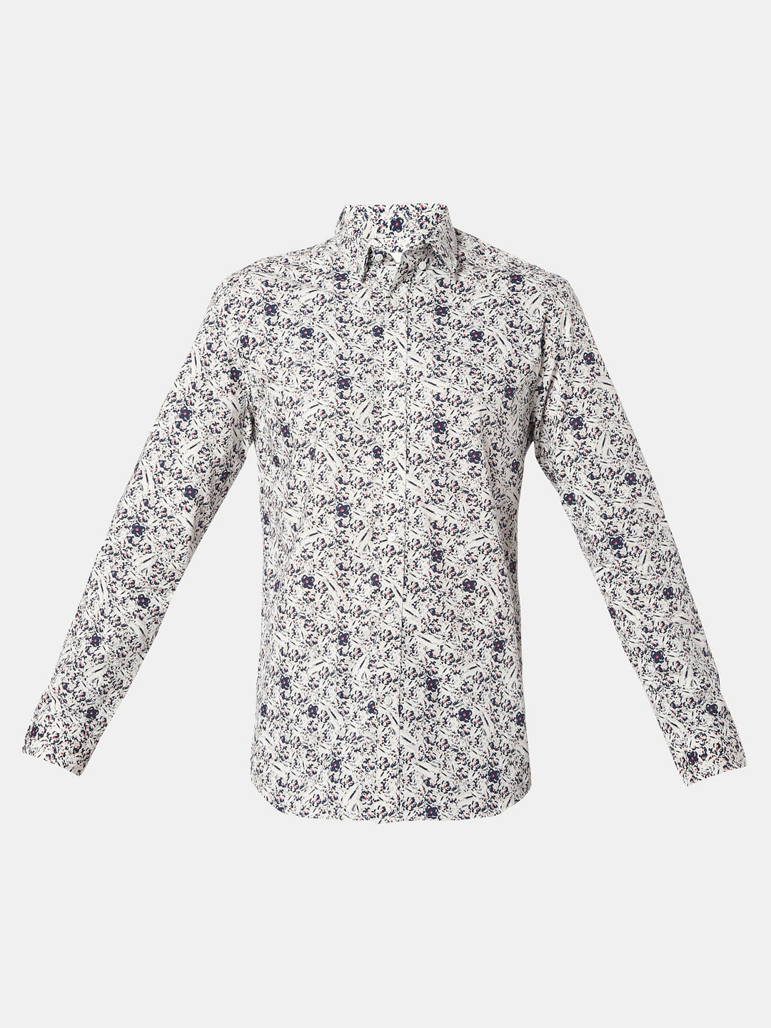 White All Over Print Full Sleeves Shirt