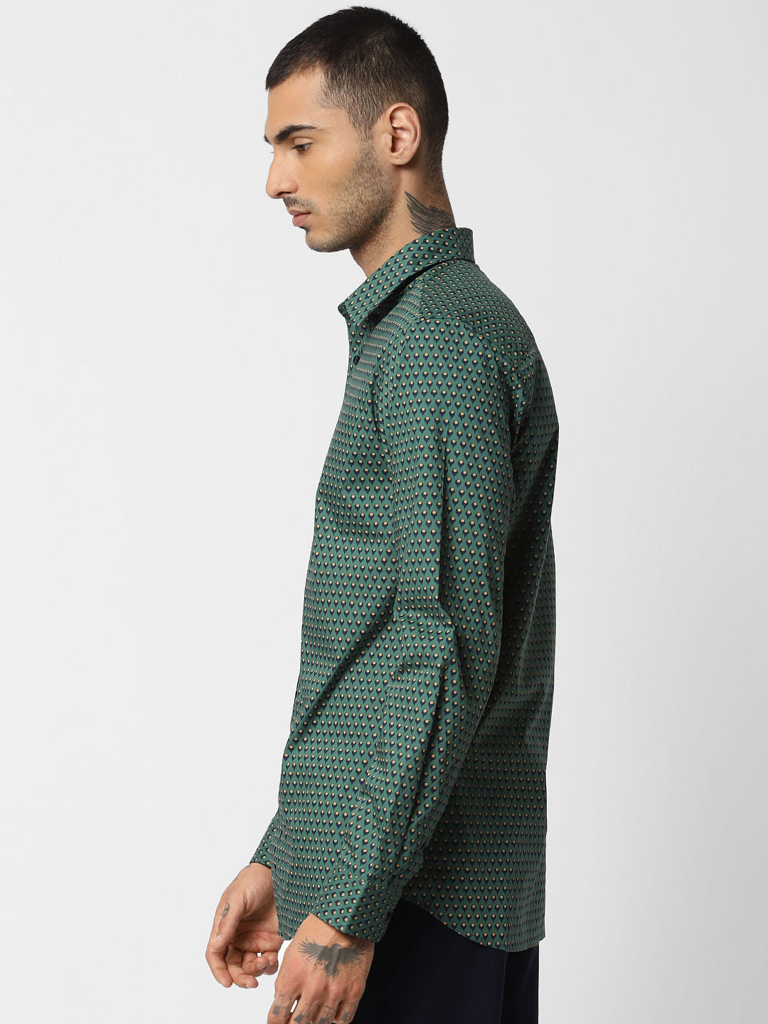 Green All Over Print Full Sleeves Shirt