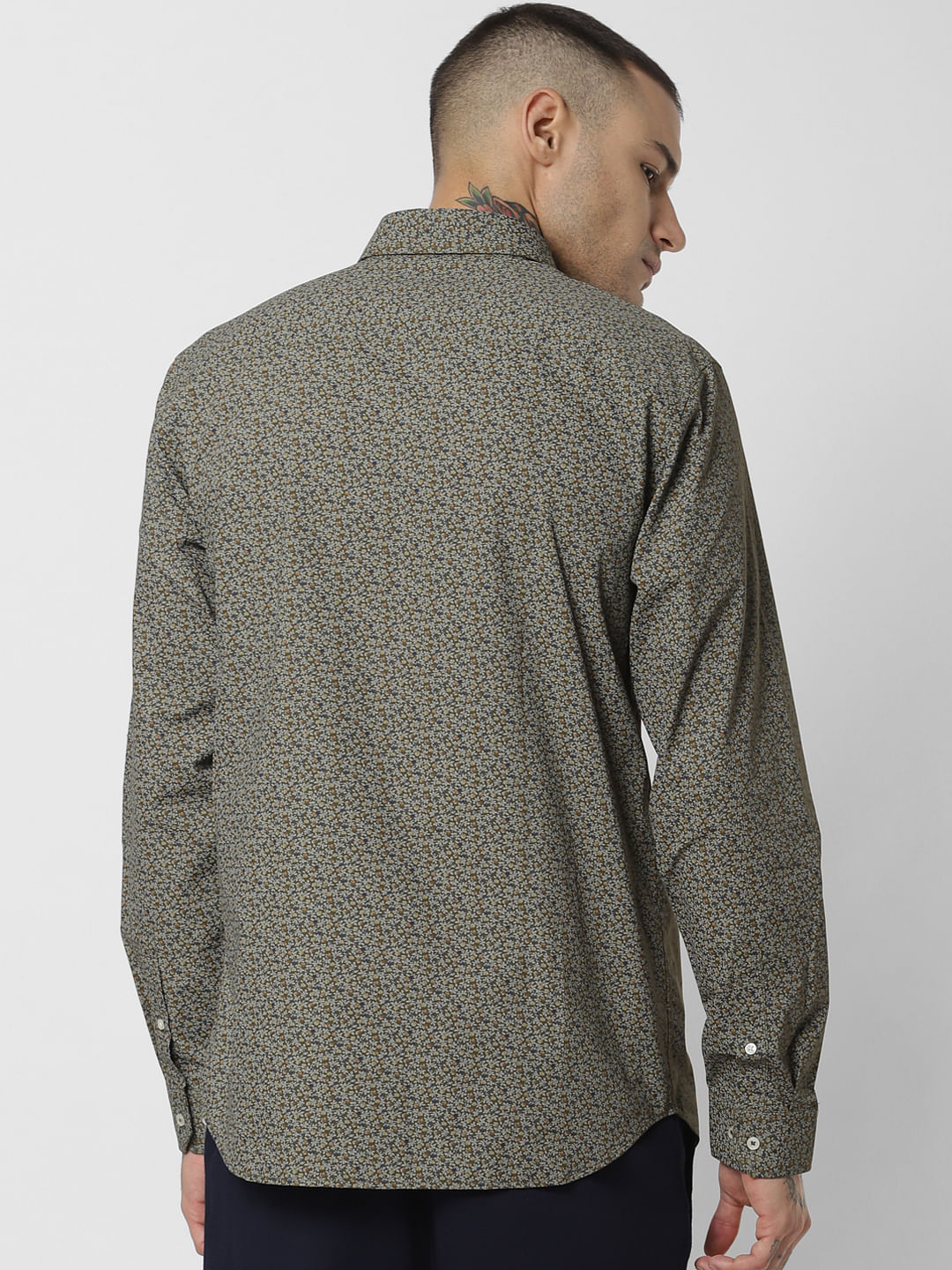 Green Printed Full Sleeves Shirt