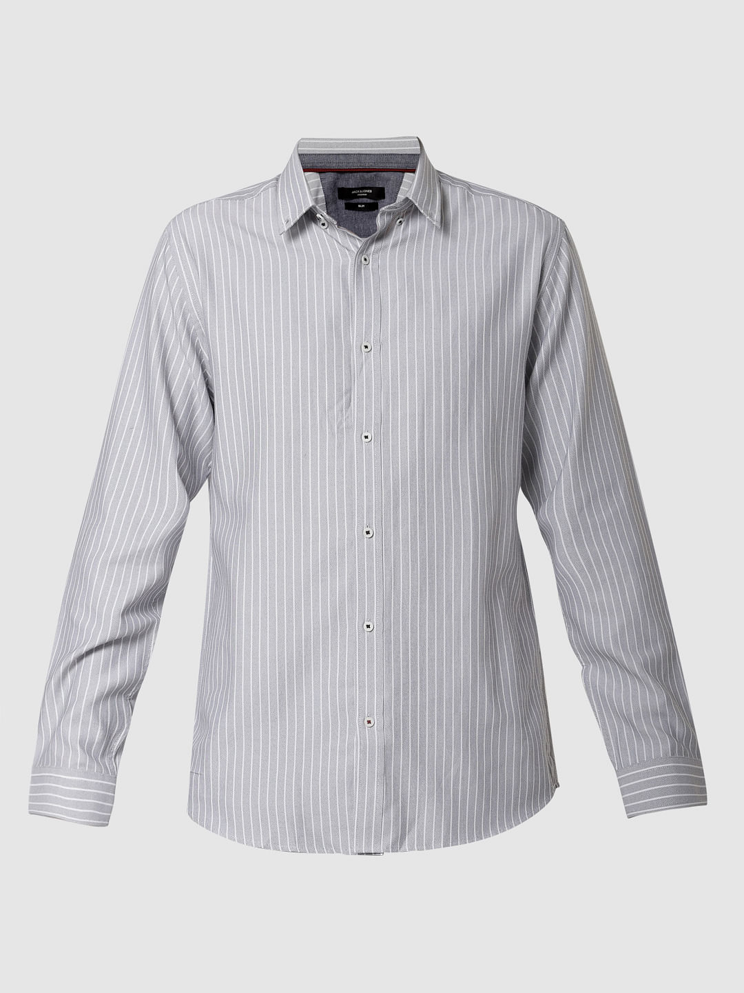 Grey Striped Full Sleeves Shirt