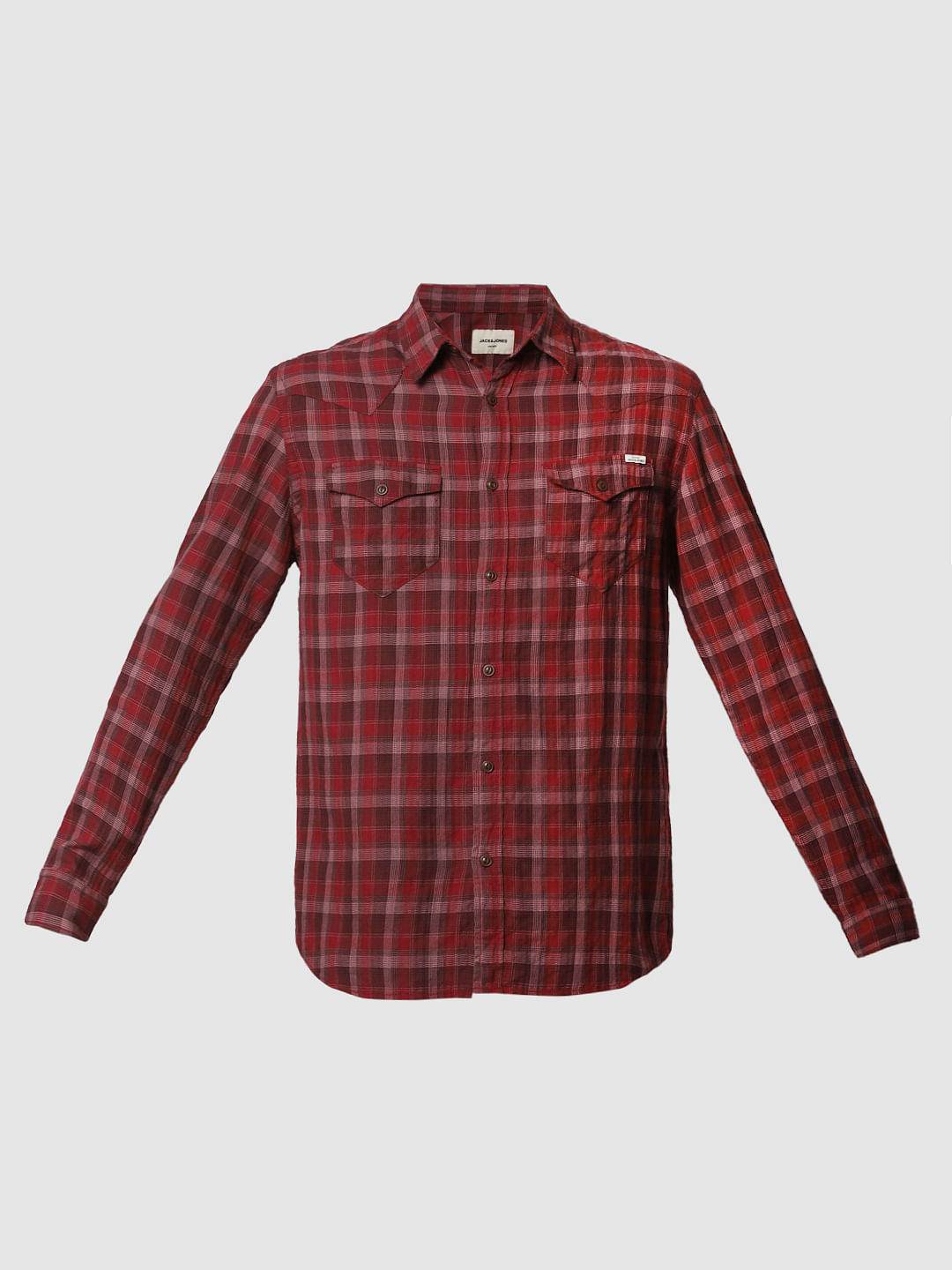 Burgundy Check  Full Sleeves Shirt