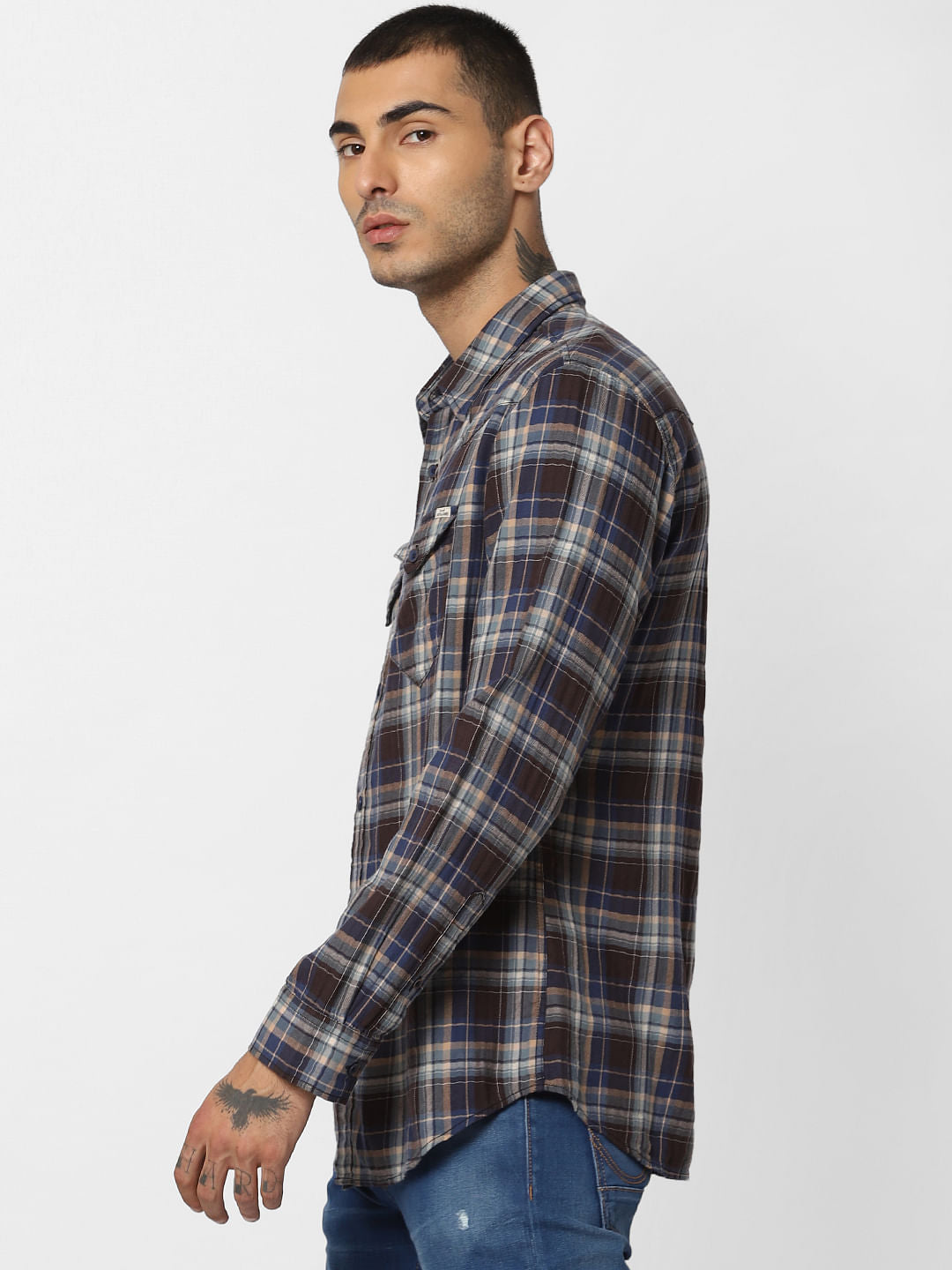 Brown Check  Full Sleeves Shirt