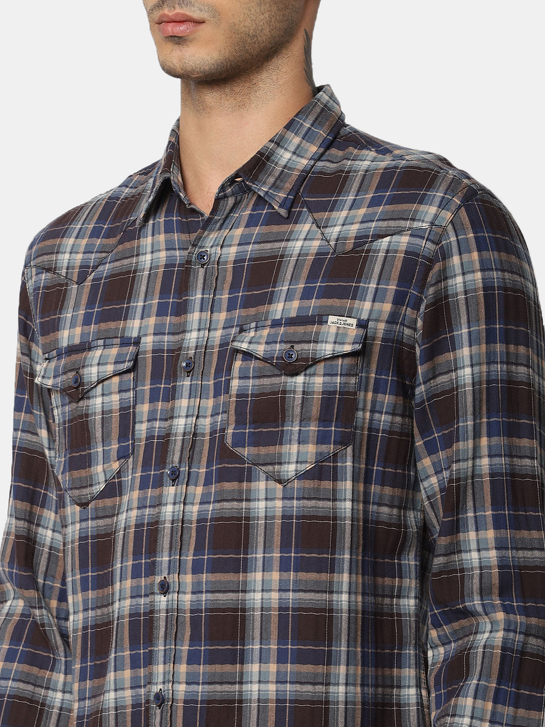 Brown Check  Full Sleeves Shirt
