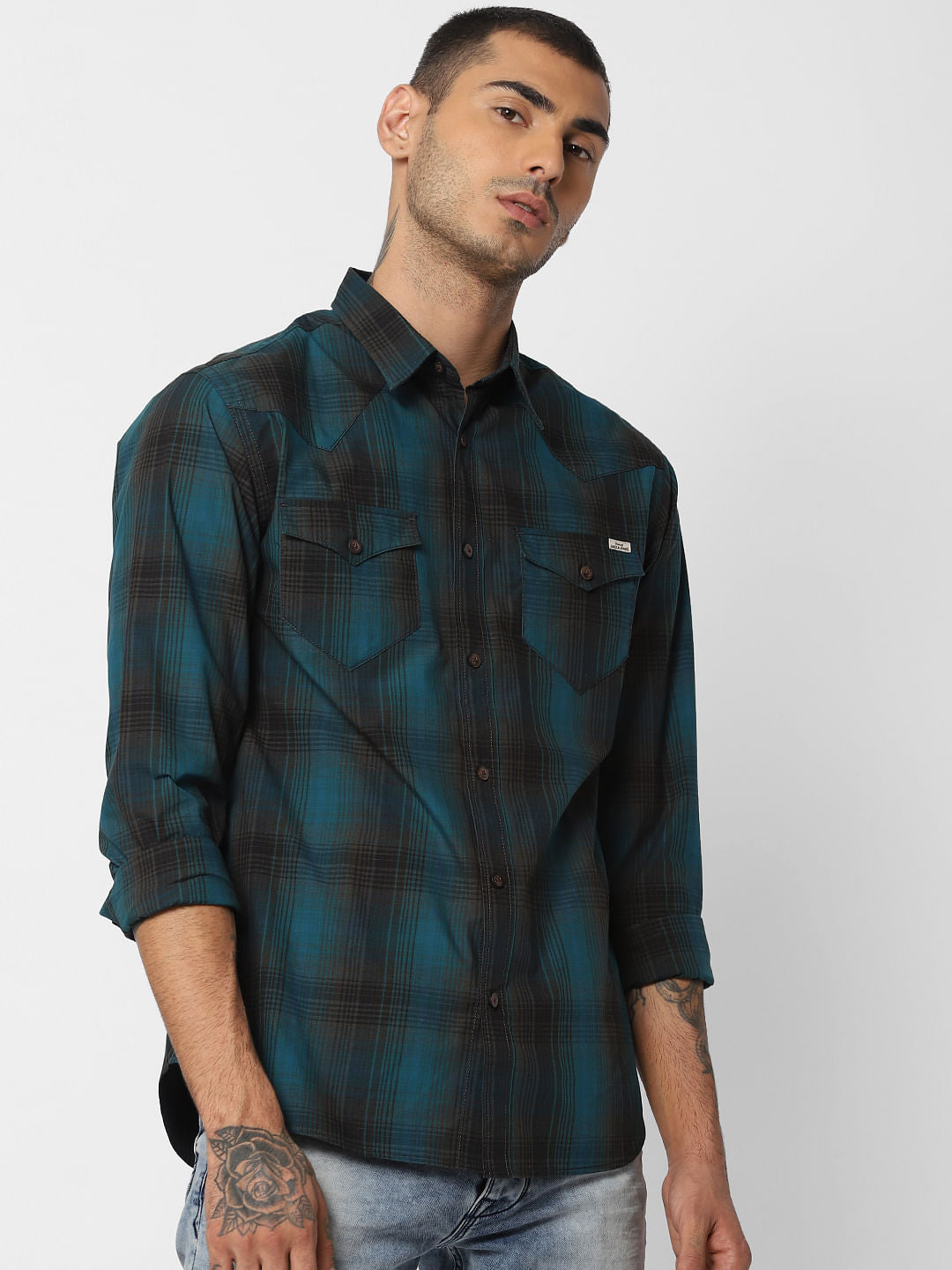 Blue Check Full Sleeves Shirt