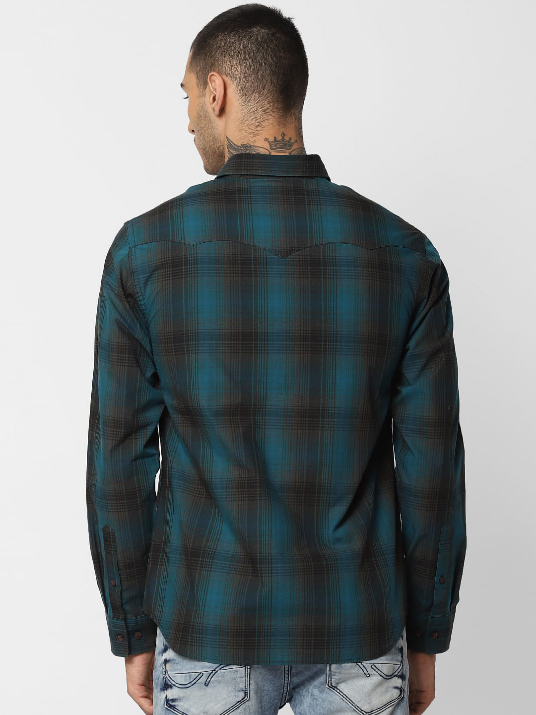Blue Check Full Sleeves Shirt