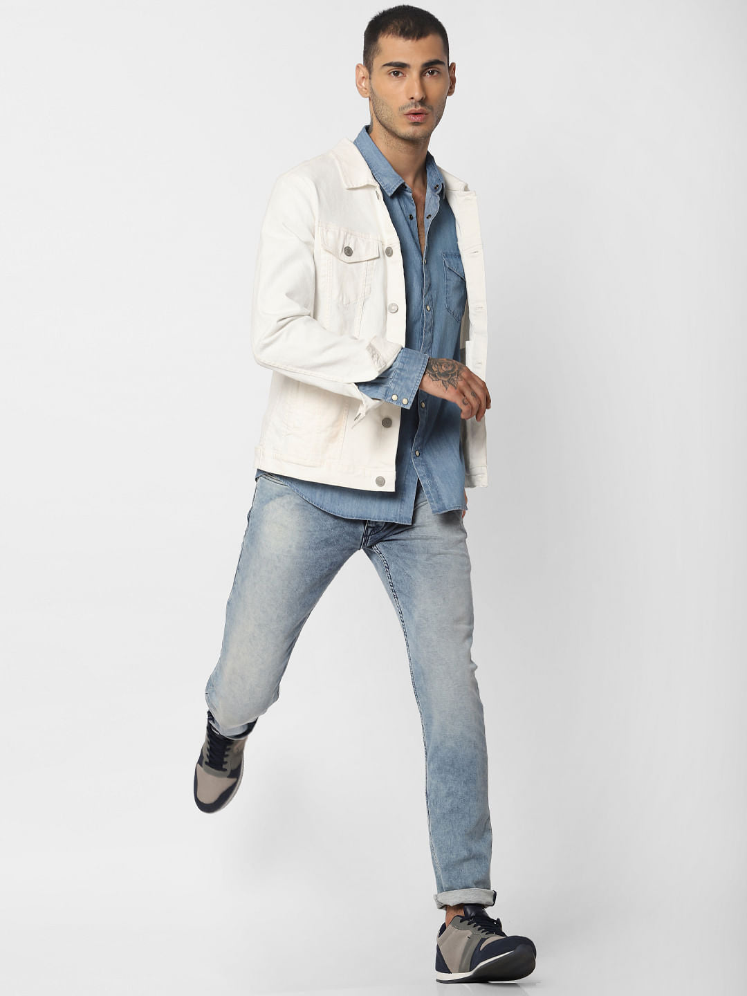 Light Blue Denim Full Sleeves Shirt - S