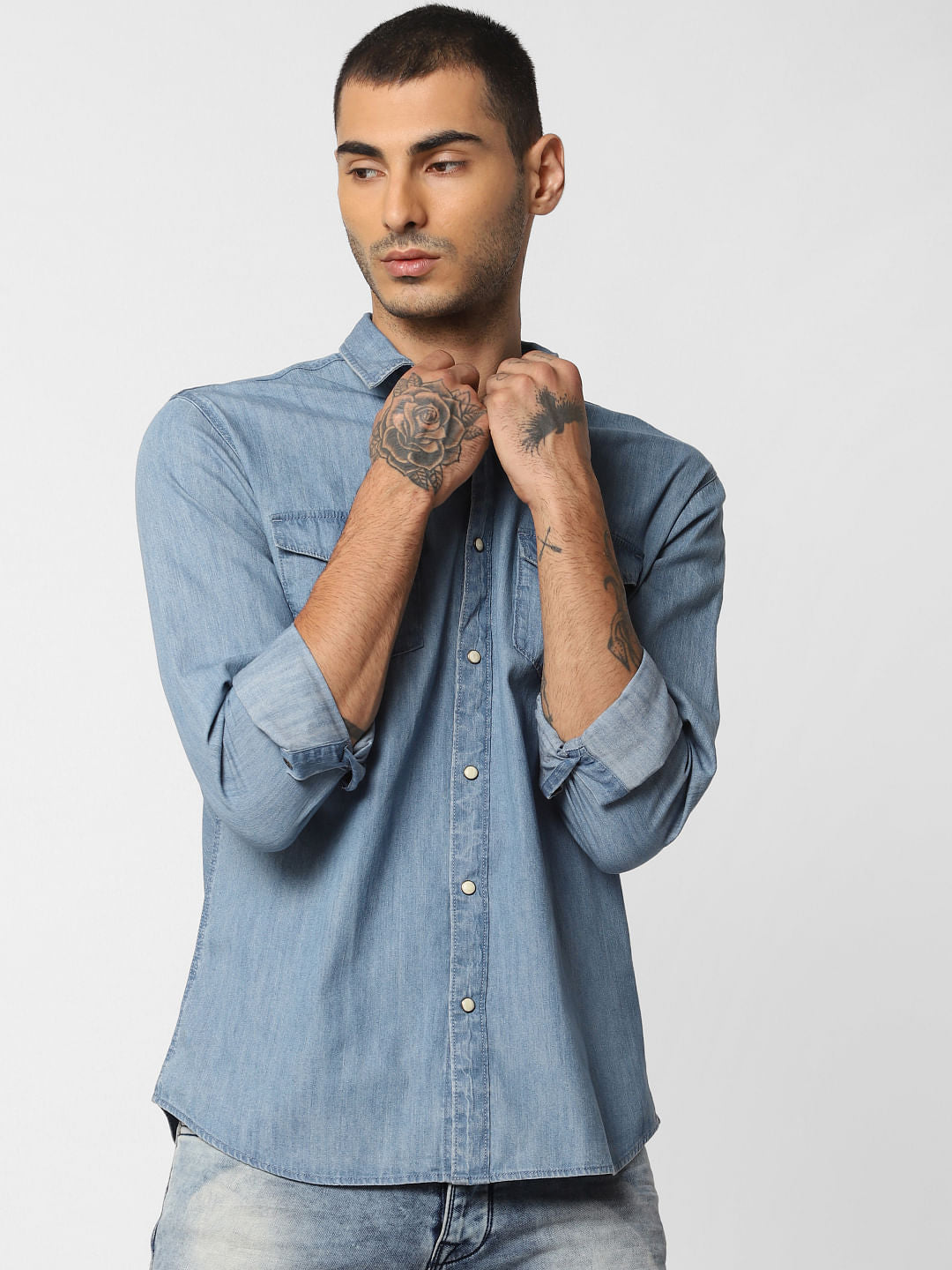 Light Blue Denim Full Sleeves Shirt