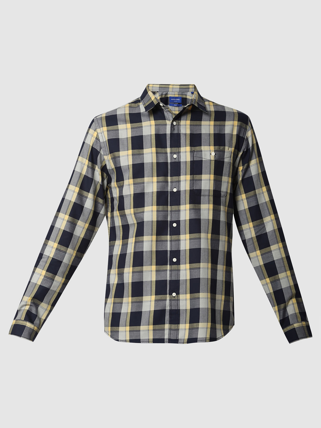 Yellow Check Full Sleeves Shirt