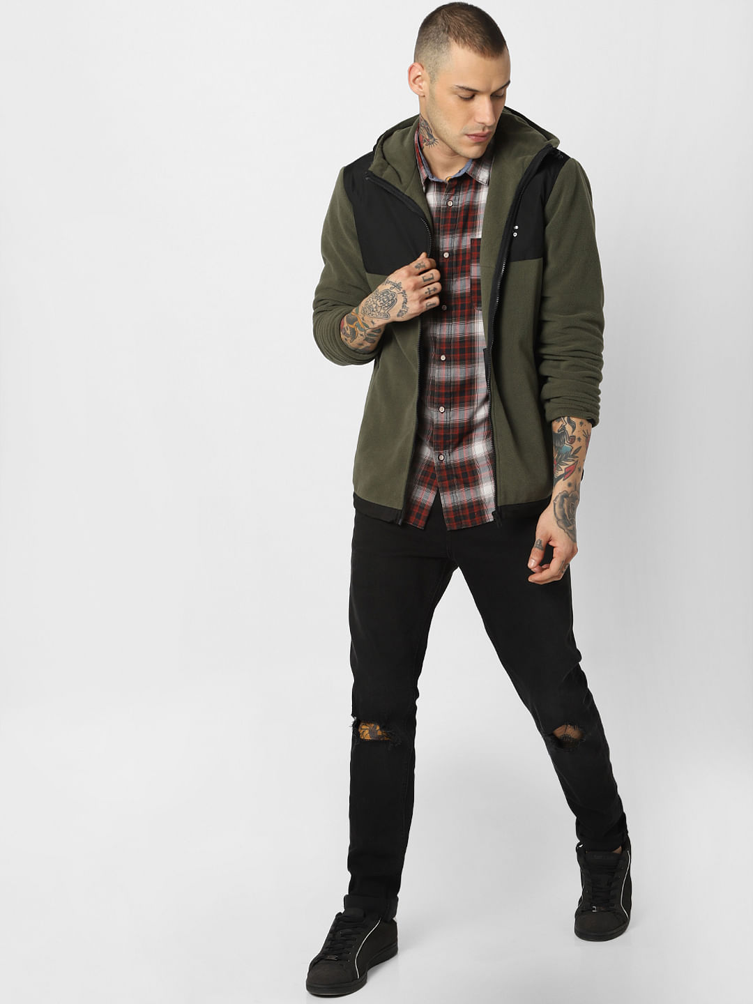 Red Check Full Sleeves Shirt - S