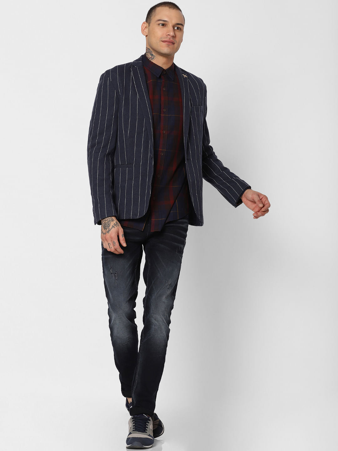 Maroon Check Full Sleeves Shirt - S