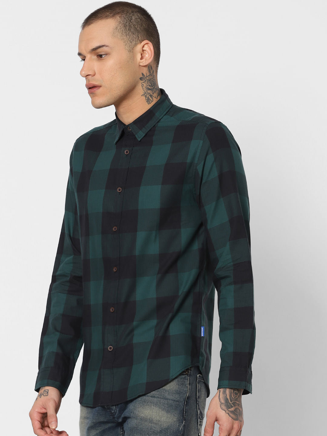 Green Check Full Sleeves Shirt