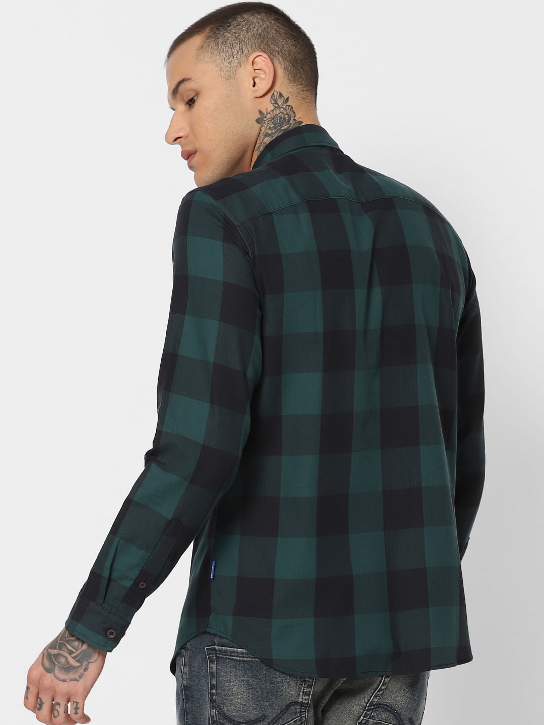 Green Check Full Sleeves Shirt