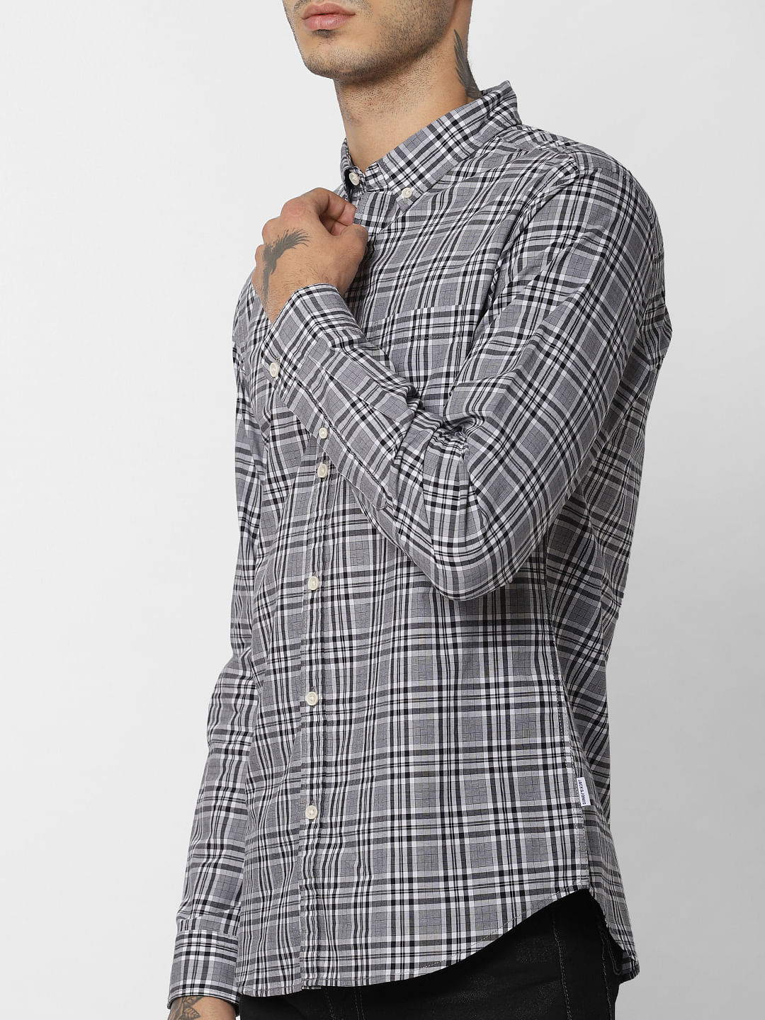 Grey Check Full Sleeves Shirt