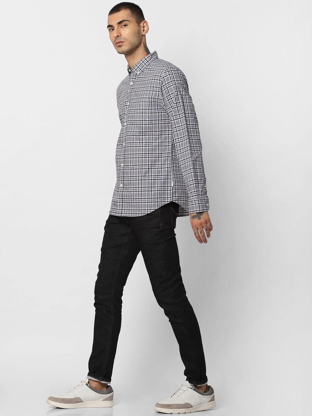 Grey Check Full Sleeves Shirt