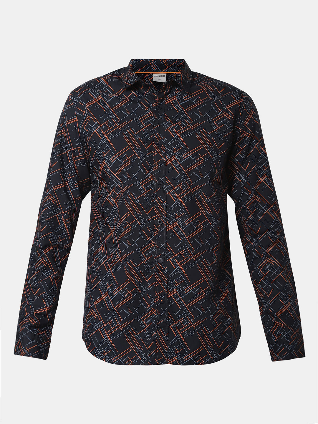 Navy Blue All Over Print Full Sleeves Shirt