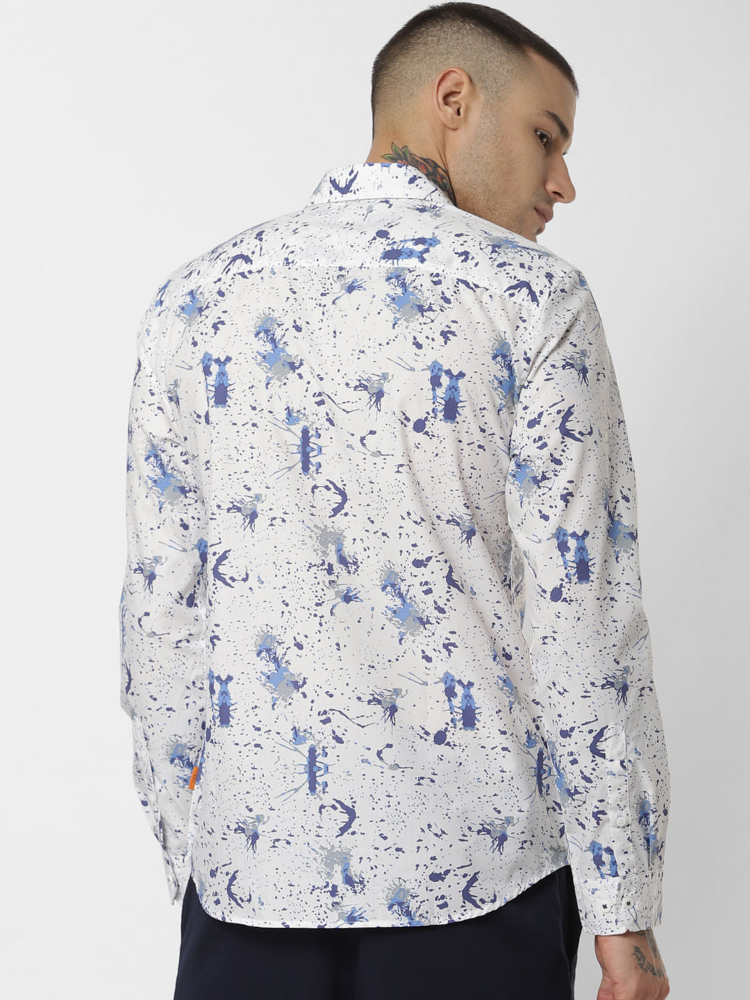 White All Over Print Full Sleeves Shirt