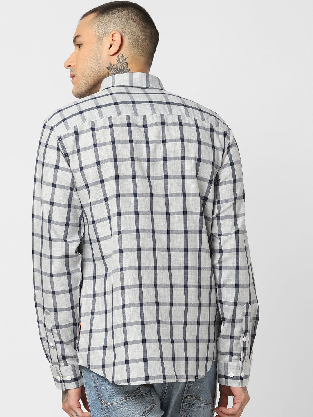 Light Grey Check Full Sleeves Shirt